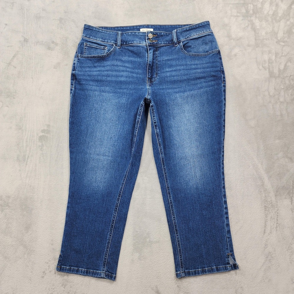 Maurices Jeans Womens 18W SHORT Blue High Rise Curvy Slim Straight Ankle Stretch